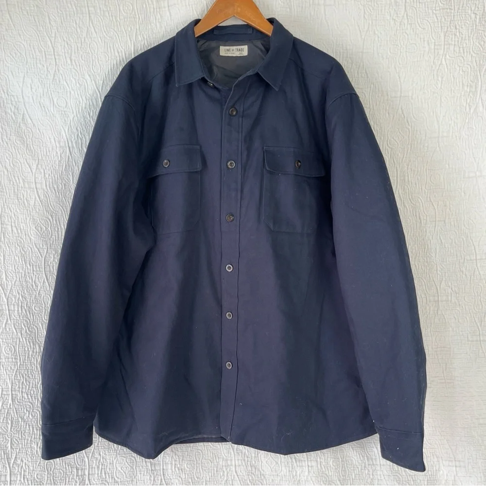 Line of Trade Shirt Jacket Shacket Men 3X Navy Blue Quilted Insulated Work Coat